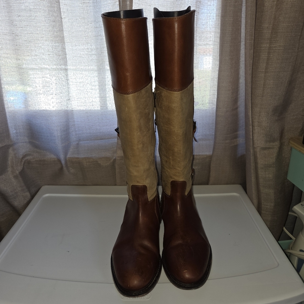Johnston & Murphy Brown and Tan tall Leather Riding Boots - Picture 13 of 14